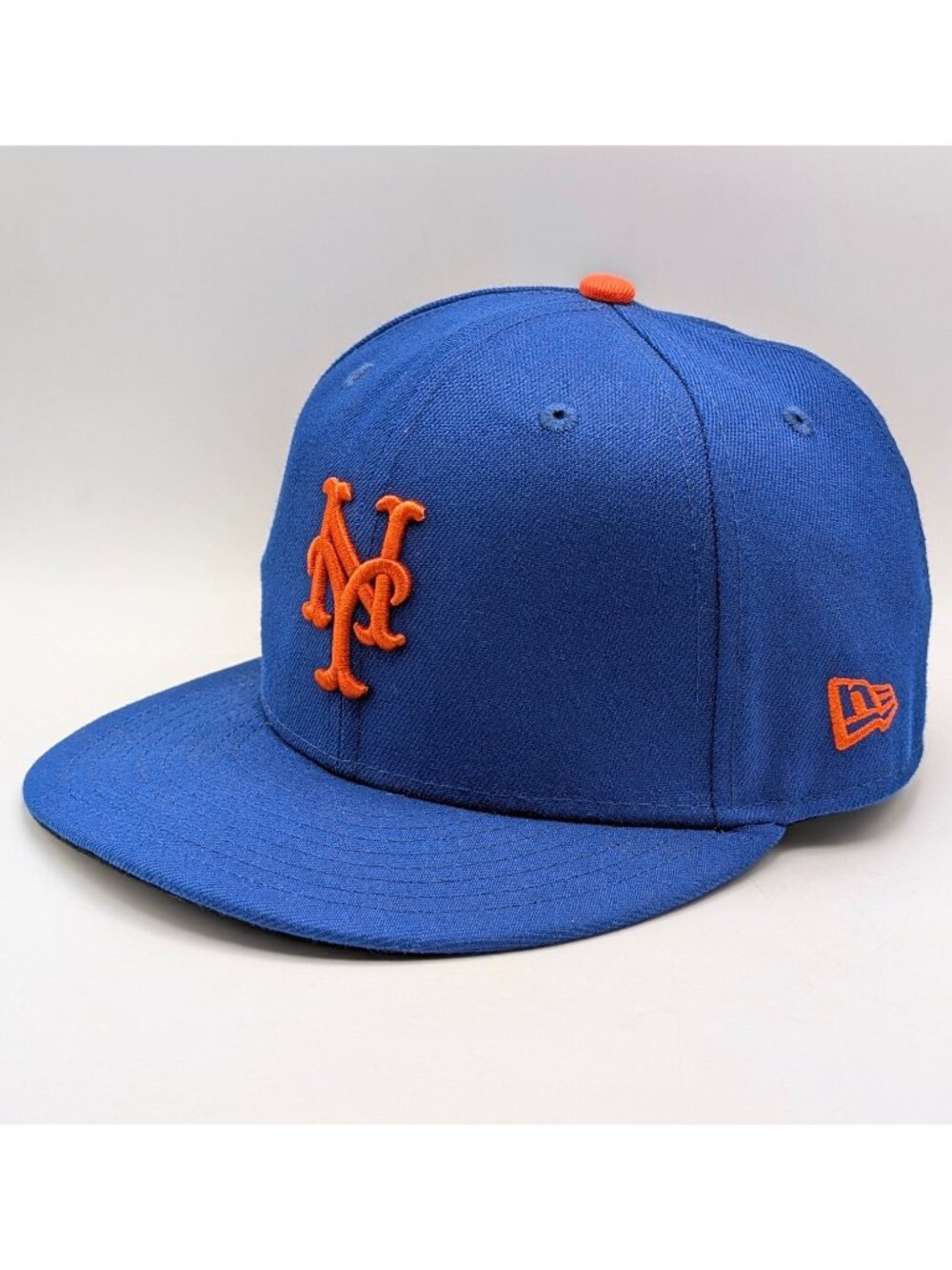 New York Mets 59Fifty New Era Fitted Hat Cap Blue Orange Logo Size 7 On Field NY
